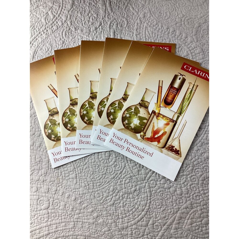 Set of 6 Clarins Skincare Brochures: Cleanse Exfoliate Hydrate & Treatment Guide